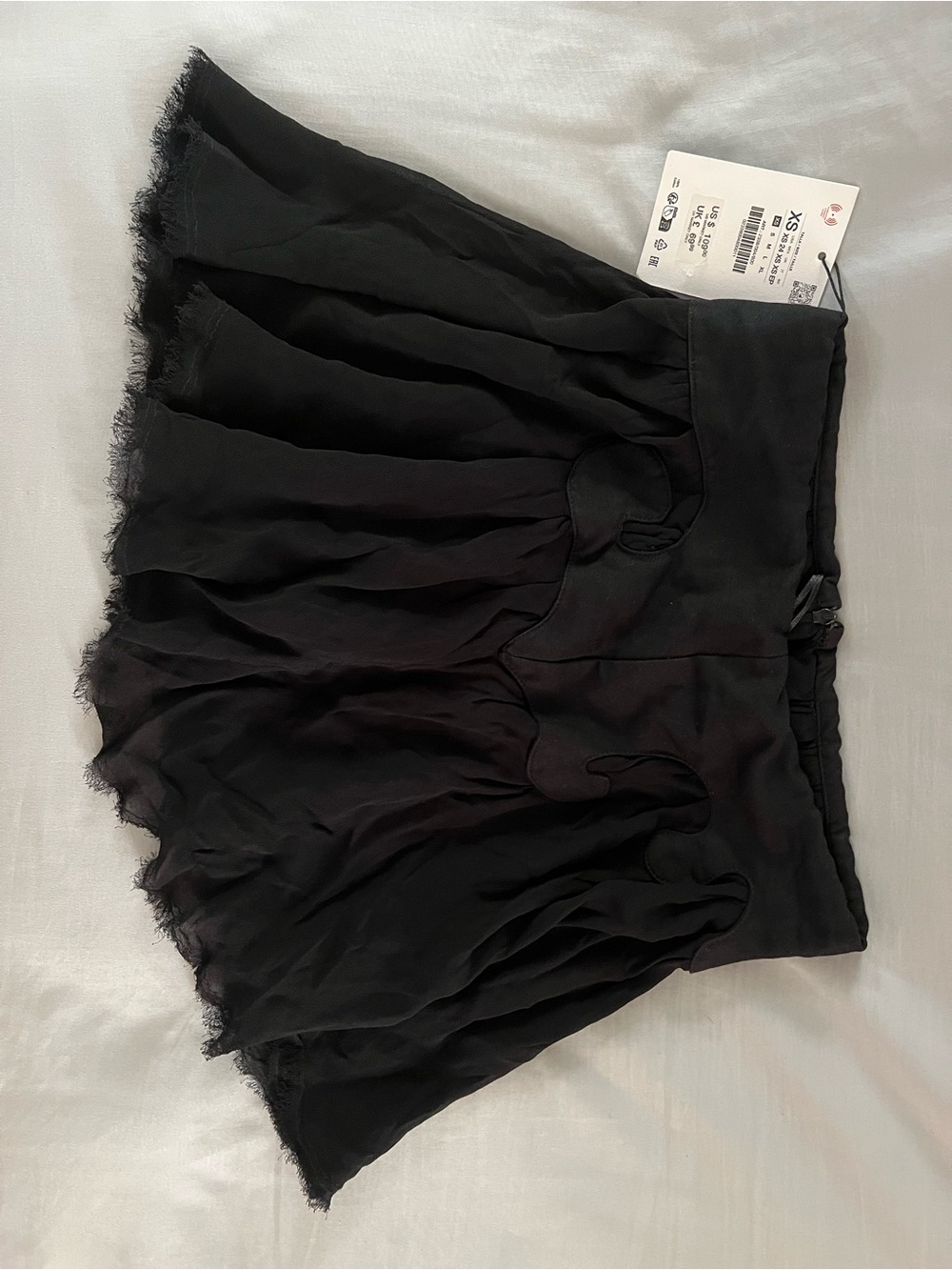 Zara Black Layered Scallop Hem Mini Skirt